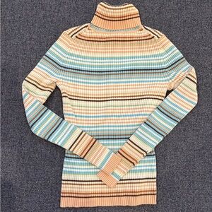 Vintage GAP Y2K Ribbed Turtleneck Stripe Iconic Sweater